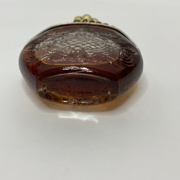 Vintage Glass Engraved Gold Cap & Chain 70’s Perfume Bottle | Collectors Piece - Picture 5 of 8